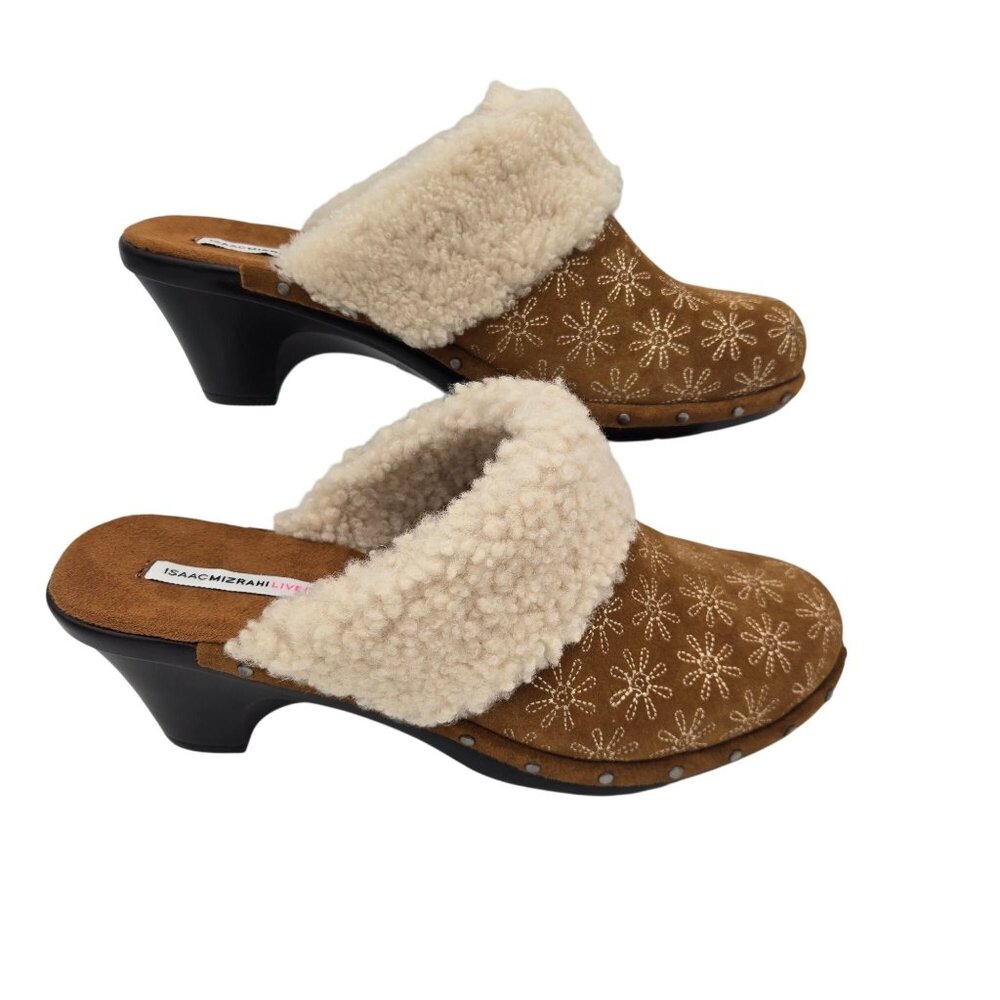 Isaac Mizrahi Live Oak Womens Brown Suede Clogs Lined Size 9.5 New With Box